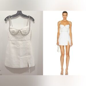 NWT US4 Self-Portrait White Lace Bodice Mini Dress